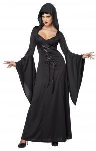 Deluxe Hooded Robe Blk, Attribute: Womens, Size: Medium 8-10
