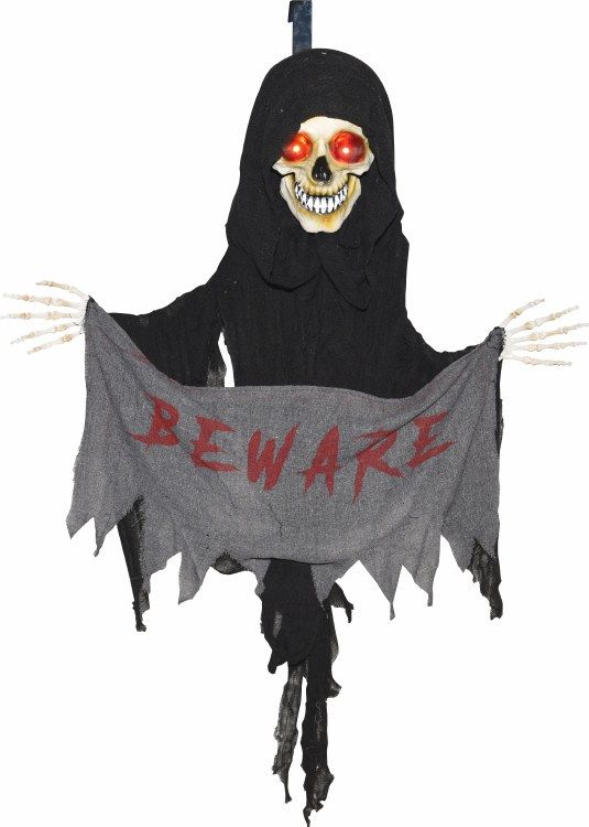 53&quot; Hanging Reaper w/Beware Banner Door Hanger