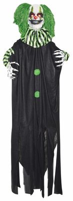 Light-up  Hanging Creepy Clown - Green