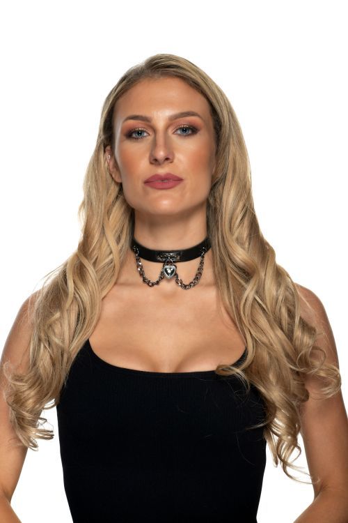Punk Choker With Heart And Chain