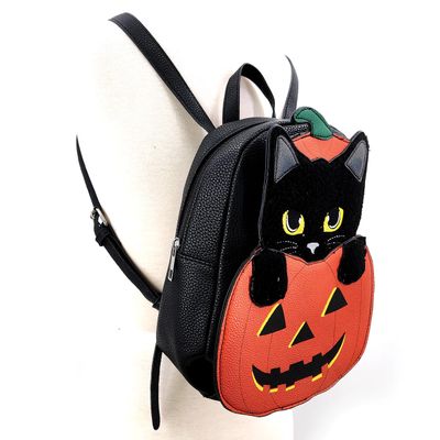 Black Cat in Pumpkin - Mini Backpack
