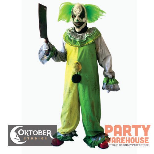 Carousel Clown Costume Green with Deluxe Mask