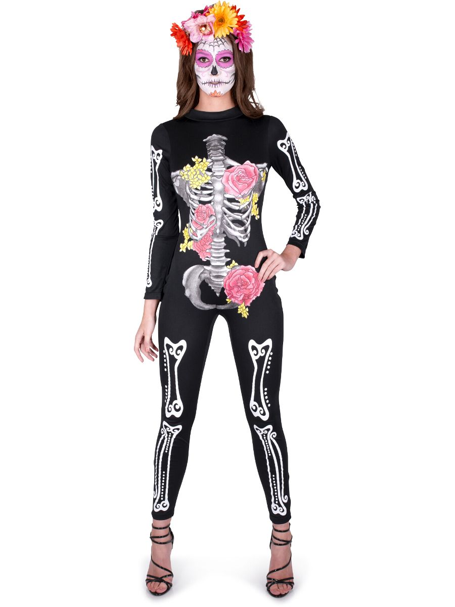 Day Of The Dead Cat Suit, Attribute: Womens, Size: Large