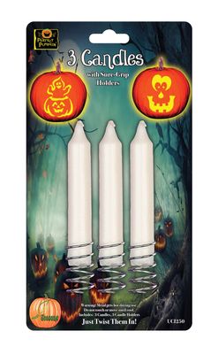 White Candles w/Suregrip Holder 3pcs