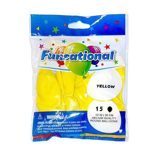 Funsational Yellow 12&quot; - , Count: 15 Ct
