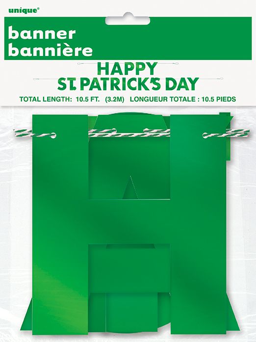 Happy St. Patricks Foil Letter Banner 10.5Ft