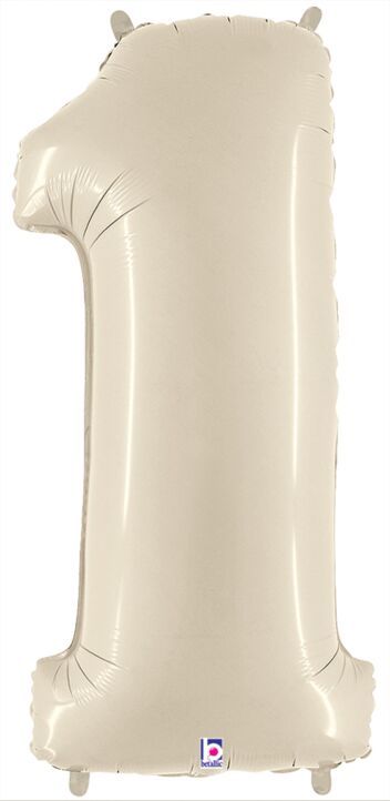 White Sand 34&quot; Helium Filled Foil Number Balloon and Ribbon , Style: #1