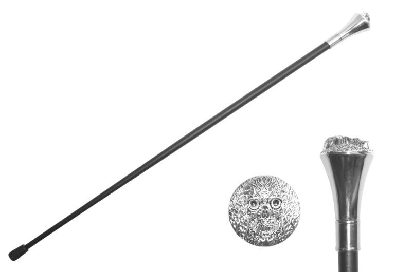 Deluxe Walking Cane - Silver Skull
