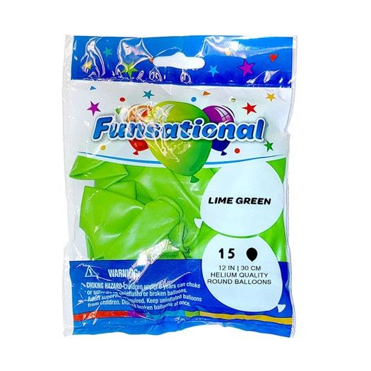 Funsational Lime Green 12&quot; - , Count: 15 Ct