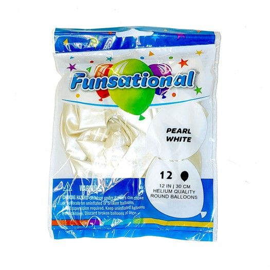 Funsational Pearl White 12&quot; - , Count: 12 Ct