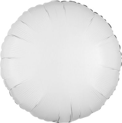 Metallic White Round - 17" Helium Filled Foil Balloon, Ribbon