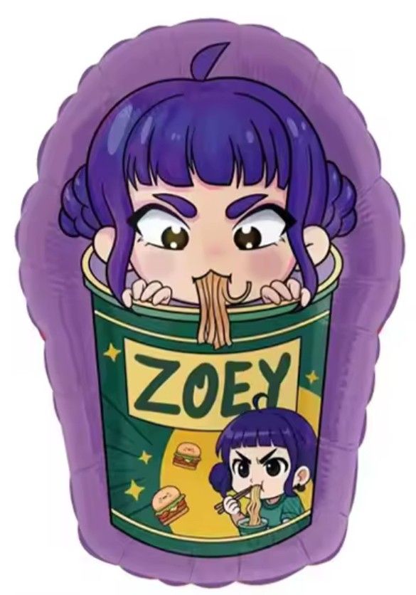 Zoey KPop Demon Hunters  - 36&quot; Helium Filled Foil Balloon, Ribbon