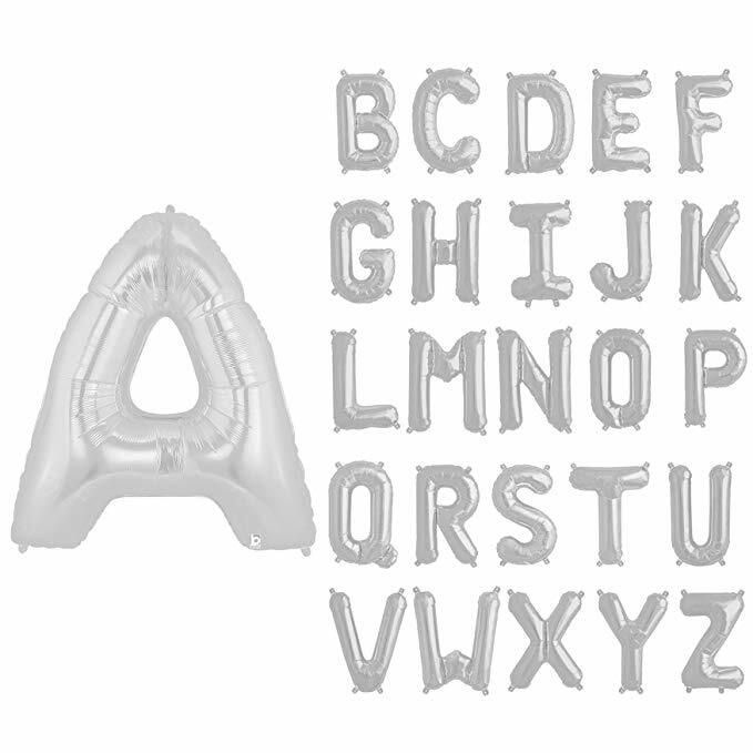 Silver 34&quot; Helium Filled Letter Foil Balloon and Ribbon -