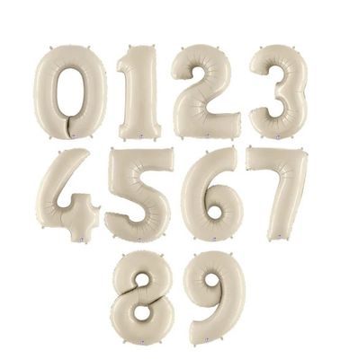 White Sand 34&quot; Helium Filled Foil Number Balloon and Ribbon 