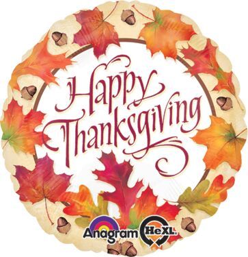 Thanksgiving Leaves - 17&quot; Helium Filled Foil Balloon, Ribbon