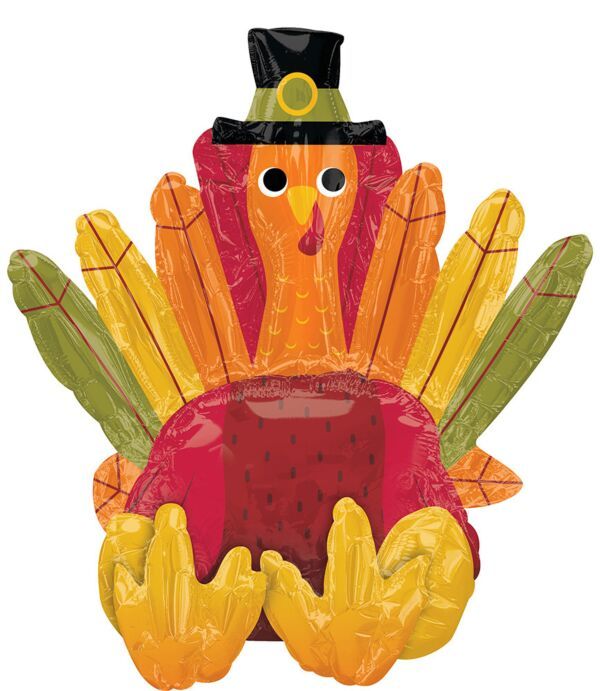 Pilgrim Turkey Sitter - 31&quot; Helium Filled Air Fill Balloon, Ribbon