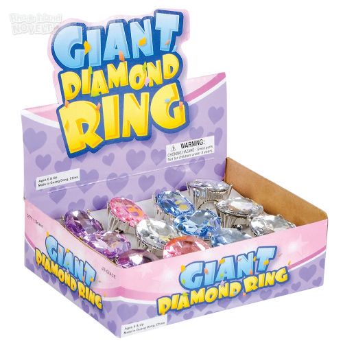 Giant Faux Diamond Ring 1&quot; - 12 Ct Box
