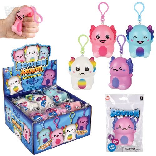 Axolotl Squish Backpack Clip 3.25&quot; - 12Ct Box