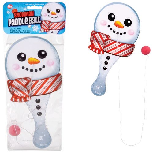 Snowman Paddle Ball 10&quot; - 12 Ct Poly Bag