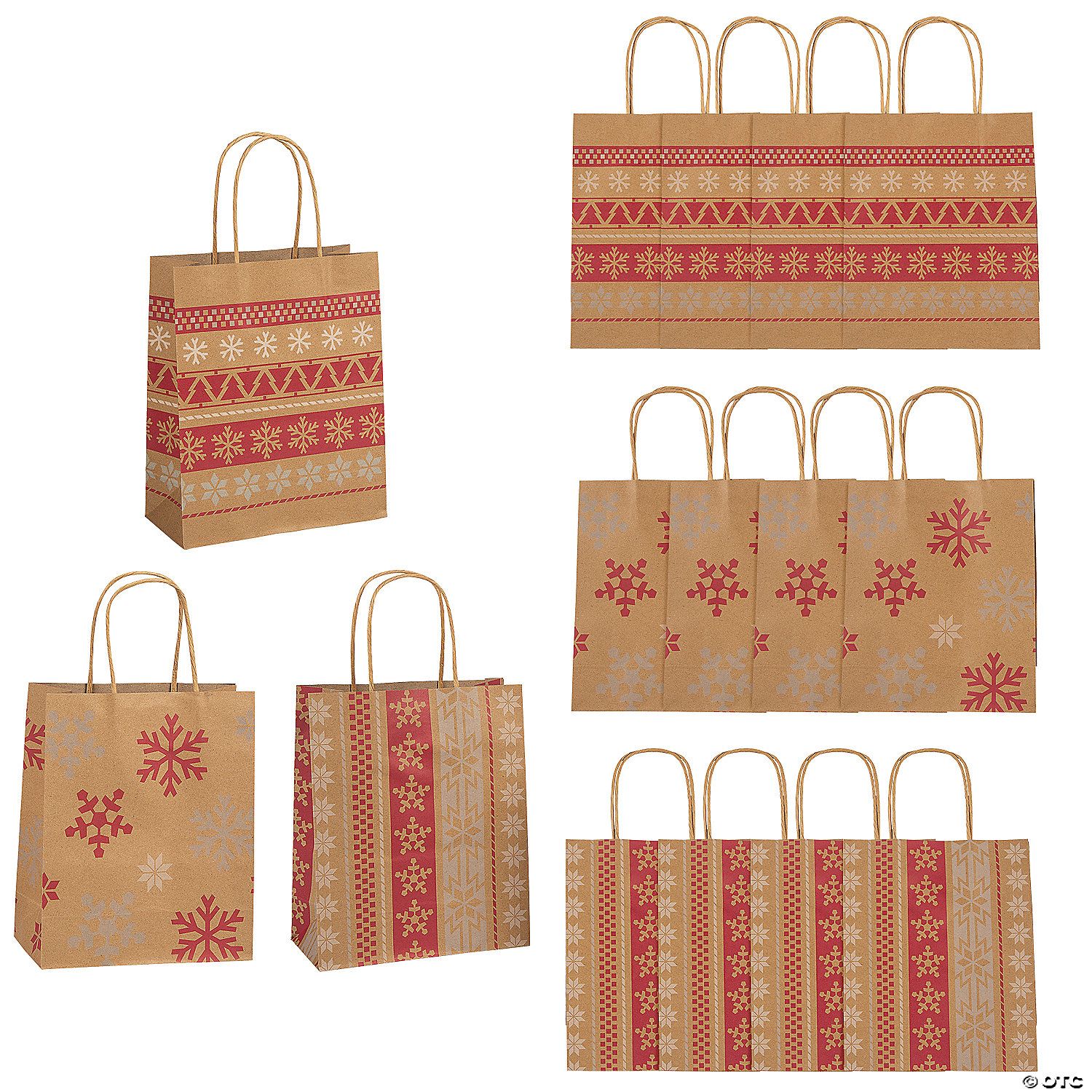 Kraft Bag Medium Nordic Print 6.5&quot; x 3.2&quot; x 9&quot; - 12 Ct Poly Bag