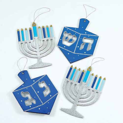 Set of 4 Chanukah Decor With Glitter And Foil