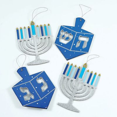 Set of 4 Chanukah Decor With Glitter And Foil