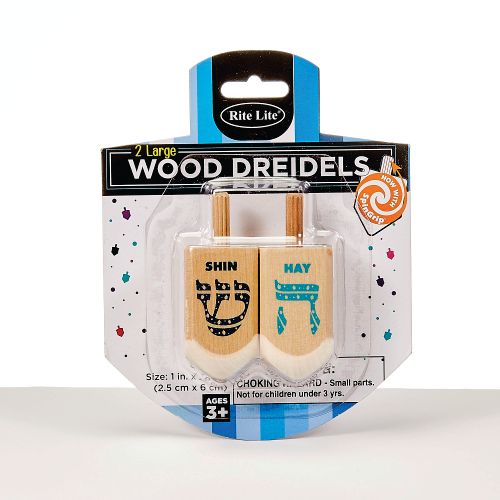 Natural Wood Dreidels -2 Ct Large