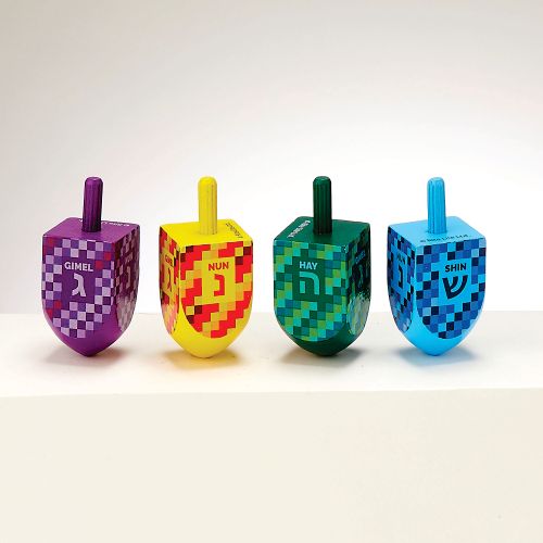 Large Painted Wood Dreidel