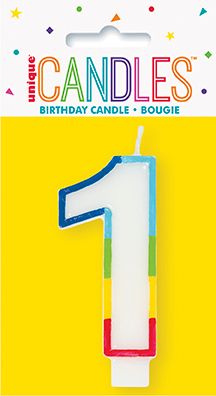 Rainbow Border Number Candle -, Style: 1