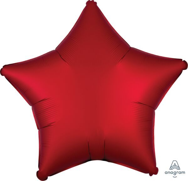 Luxe Sangria Star - 17&quot; Helium Filled Foil Balloon, Ribbon