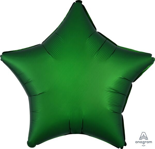 Luxe Emerald Star - 17&quot; Helium Filled Foil Balloon, Ribbon