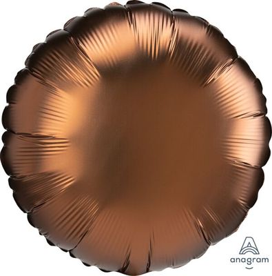 Satin Luxe Cocoa Round - 17" Helium Filled Foil Balloon, Ribbon