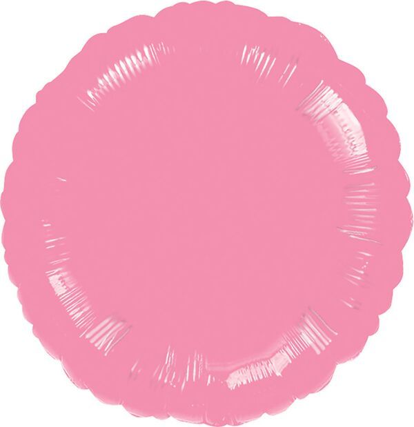 Metallic Pink Round - 18" Helium Filled Foil Balloon, Ribbon
