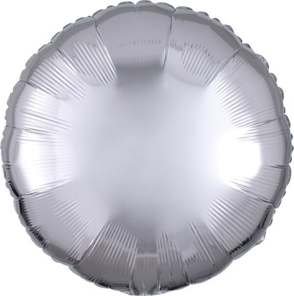 Metallic Silver Round - 17&quot; Helium Filled Foil Balloon, Ribbon