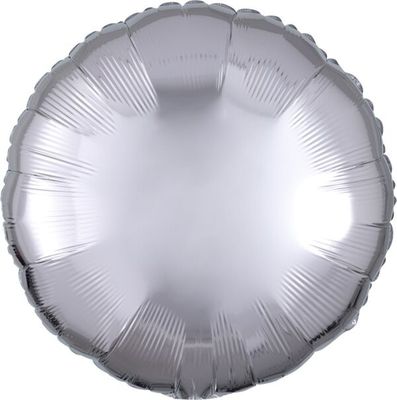Metallic Silver Round - 17" Helium Filled Foil Balloon, Ribbon
