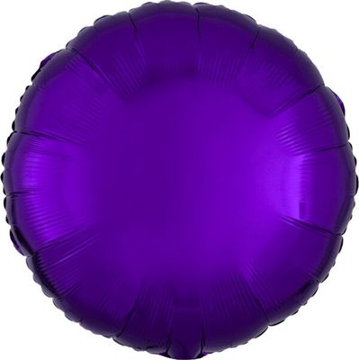 Metallic Purple Round - 17" Helium Filled Foil Balloon, Ribbon