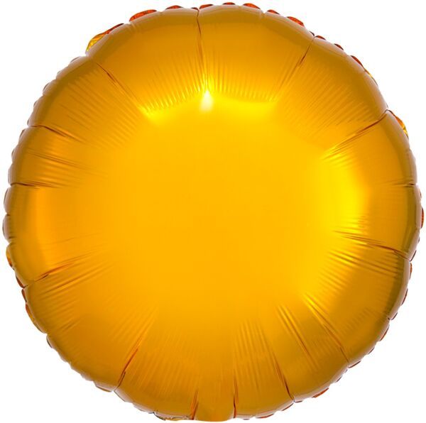 Metallic Gold Round - 17&quot; Helium Filled Foil Balloon, Ribbon