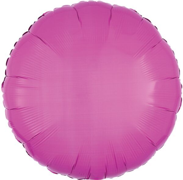 Bright Bubblegum Pink Round - 17" Helium Filled Foil Balloon, Ribbon