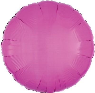 Bright Bubblegum Pink Round - 17" Helium Filled Foil Balloon, Ribbon