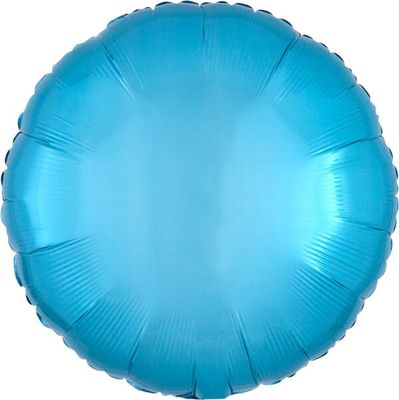 Caribbean Blue Round - 17" Helium Filled Foil Balloon, Ribbon