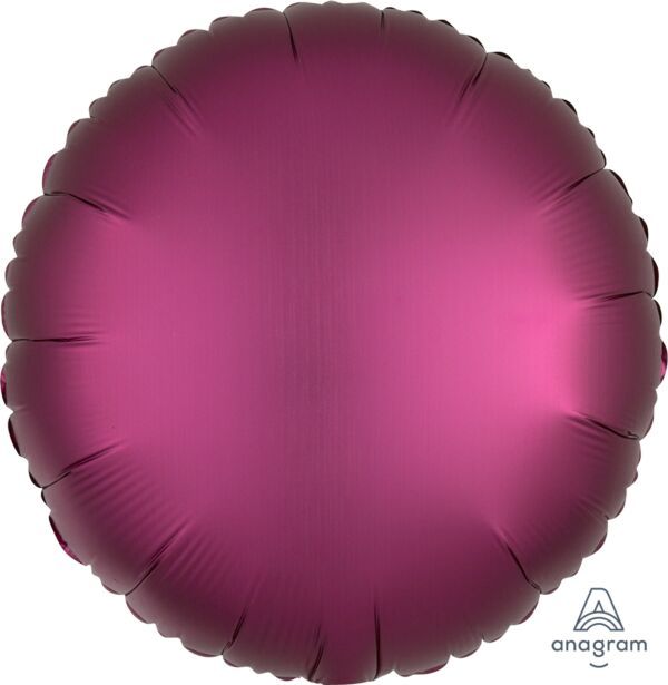 Luxe Pomegranate Round - 17&quot; Helium Filled Foil Balloon, Ribbon