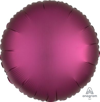 Luxe Pomegranate Round - 17" Helium Filled Foil Balloon, Ribbon
