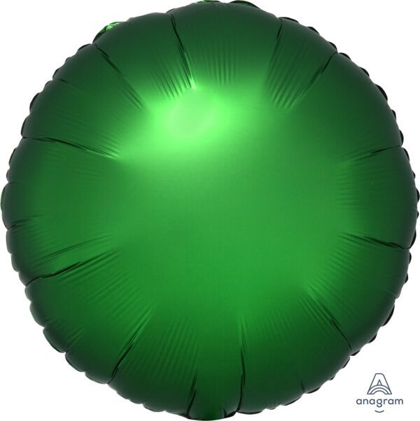 Luxe Emerald Round - 17&quot; Helium Filled Foil Balloon, Ribbon