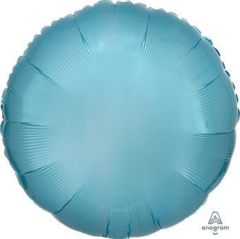 Metallic Pearl Pastel Blue Round - 17&quot; Helium Filled Foil Balloon, Ribbon