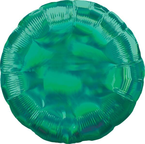 Iridescent Green  Round - 18&quot; Helium Filled Foil Balloon, Ribbon