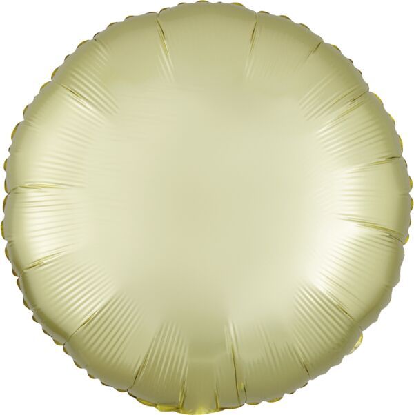 Luxe Pastel Yellow Round - 18&quot; Helium Filled Foil Balloon, Ribbon