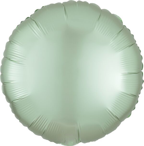 Luxe Mint Green Round - 18&quot; Helium Filled Foil Balloon, Ribbon