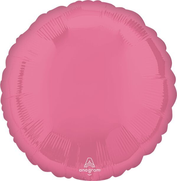 Vibrant Pink Round - 18&quot; Helium Filled Foil Balloon, Ribbon