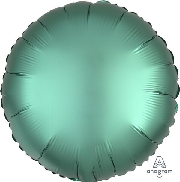 Luxe Jade Round - 18&quot; Helium Filled Foil Balloon, Ribbon
