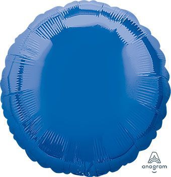 Dark Blue Round - 18&quot; Helium Filled Foil Balloon, Ribbon